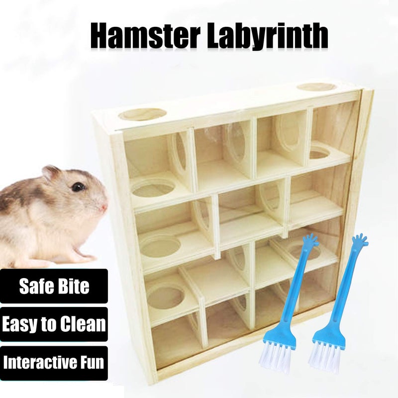 Allazone Wooden Maze Tunnel Toy with Cover, Small Pet Animals Sport Toy Funny Toy for Mice Dwarf Hamster Small Gerbil - Image 2